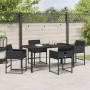 Conjunto de Comedor de Jardín con cojín 5 pcs Negro Poliratán