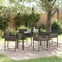 Conjunto de Comedor de Jardín con cojín 5 pcs Gris Poliratán