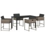 Conjunto de Comedor de Jardín con cojín 5 pcs Gris Poliratán
