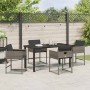 Conjunto de Comedor de Jardín con cojín 5 pcs Gris Poliratán