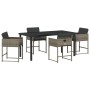 Conjunto de Comedor de Jardín con cojín 5 pcs Gris Poliratán