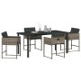 Conjunto de Comedor de Jardín con cojín 5 pcs Gris Poliratán