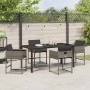 Conjunto de Comedor de Jardín con cojín 5 pcs Gris Poliratán