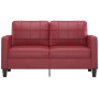 Sofá de 2 plazas de cuero sintético rojo vino 140 cm