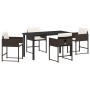 Conjunto de Comedor de Jardín con cojín 5 pcs Marrón Poliratán