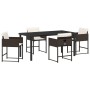 Conjunto de Comedor de Jardín con cojín 5 pcs Marrón Poliratán