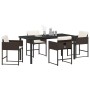 Conjunto de Comedor de Jardín con cojín 5 pcs Marrón Poliratán