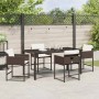 Conjunto de Comedor de Jardín con cojín 5 pcs Marrón Poliratán