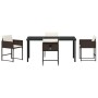 Conjunto de Comedor de Jardín con cojín 5 pcs Marrón Poliratán