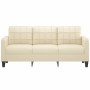 Sofá de 3 plazas de cuero sintético color crema 180 cm