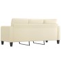 Sofá de 3 plazas de cuero sintético color crema 180 cm