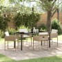 Conjunto de Comedor de Jardín con cojín 5 pcs Beige Poliratán
