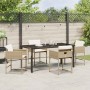 Conjunto de Comedor de Jardín con cojín 5 pcs Beige Poliratán