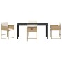 Conjunto de Comedor de Jardín con cojín 5 pcs Beige Poliratán