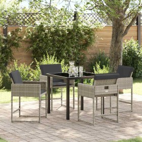 Conjunto de Comedor de Jardín 5 pcs Gris claro Poliratán