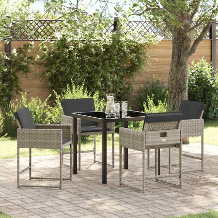 Conjunto de Comedor de Jardín 5 pcs Gris claro Poliratán