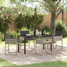 Conjunto de Comedor de Jardín 5 pcs Gris claro Poliratán