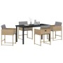 Conjunto de Comedor de Jardín con cojín 5 pcs Beige Poliratán
