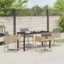 Conjunto de Comedor de Jardín con cojín 5 pcs Beige Poliratán