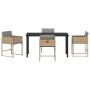 Conjunto de Comedor de Jardín con cojín 5 pcs Beige Poliratán