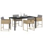Conjunto de Comedor de Jardín con cojín 5 pcs Beige Poliratán