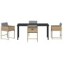 Conjunto de Comedor de Jardín con cojín 5 pcs Beige Poliratán