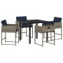 Conjunto de Comedor de Jardín con cojín 5 pcs Gris Poliratán
