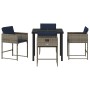 Conjunto de Comedor de Jardín con cojín 5 pcs Gris Poliratán