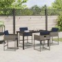 Conjunto de Comedor de Jardín con cojín 5 pcs Gris Poliratán