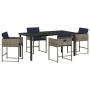 Conjunto de Comedor de Jardín con cojín 5 pcs Gris Poliratán