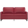 Sofá de 2 plazas de cuero sintético rojo vino 140 cm