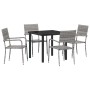 Conjunto de Comedor de Jardín 5 pcs Gris Poliratán