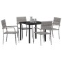 Conjunto de Comedor de Jardín 5 pcs Gris Poliratán