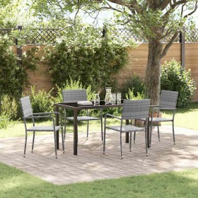 Conjunto de Comedor de Jardín 5 pcs Gris Poliratán