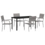 Conjunto de Comedor de Jardín 5 pcs Gris Poliratán