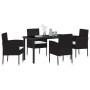 Conjunto de Comedor de Jardín con cojín 5 pcs Negro Poliratán