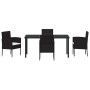 Conjunto de Comedor de Jardín con cojín 5 pcs Negro Poliratán