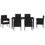 Conjunto de Comedor de Jardín con cojín 7 pcs Negro Poliratán