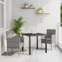 Conjunto de Comedor de Jardín con cojín 3 pcs Gris Poliratán