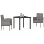 Conjunto de Comedor de Jardín con cojín 3 pcs Gris Poliratán