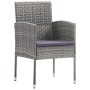 Conjunto de Comedor de Jardín con cojín 3 pcs Gris Poliratán