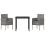 Conjunto de Comedor de Jardín con cojín 3 pcs Gris Poliratán