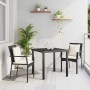 Conjunto de Comedor de Jardín con cojín 3 pcs Negro Poliratán