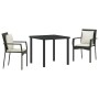 Conjunto de Comedor de Jardín con cojín 3 pcs Negro Poliratán