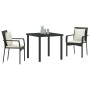 Conjunto de Comedor de Jardín con cojín 3 pcs Negro Poliratán