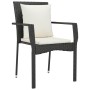 Conjunto de Comedor de Jardín con cojín 5 pcs Negro Poliratán