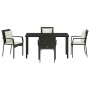 Conjunto de Comedor de Jardín con cojín 5 pcs Negro Poliratán