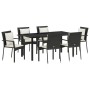 Conjunto de Comedor de Jardín con cojín 7 pcs Negro Poliratán
