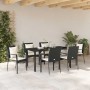 Conjunto de Comedor de Jardín con cojín 7 pcs Negro Poliratán