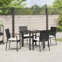Conjunto de Comedor de Jardín con cojín 5 pcs Negro Poliratán
